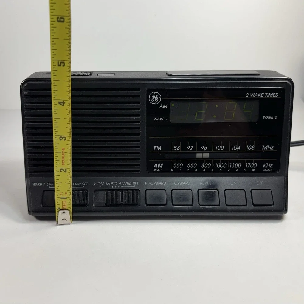 Vintage GE Radio Alarm Clock 7-4648B Black AM FM Radio Dual Alarm Snooze Digital